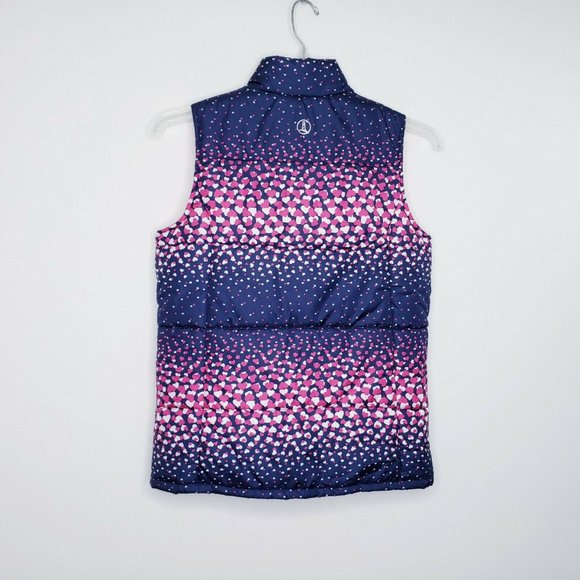 Lands End Kids Girls Blue Pink Heart Puffer Vest - Picture 2 of 12